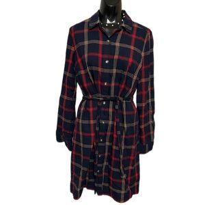 Plaid Long Sleeve Shirt Dress